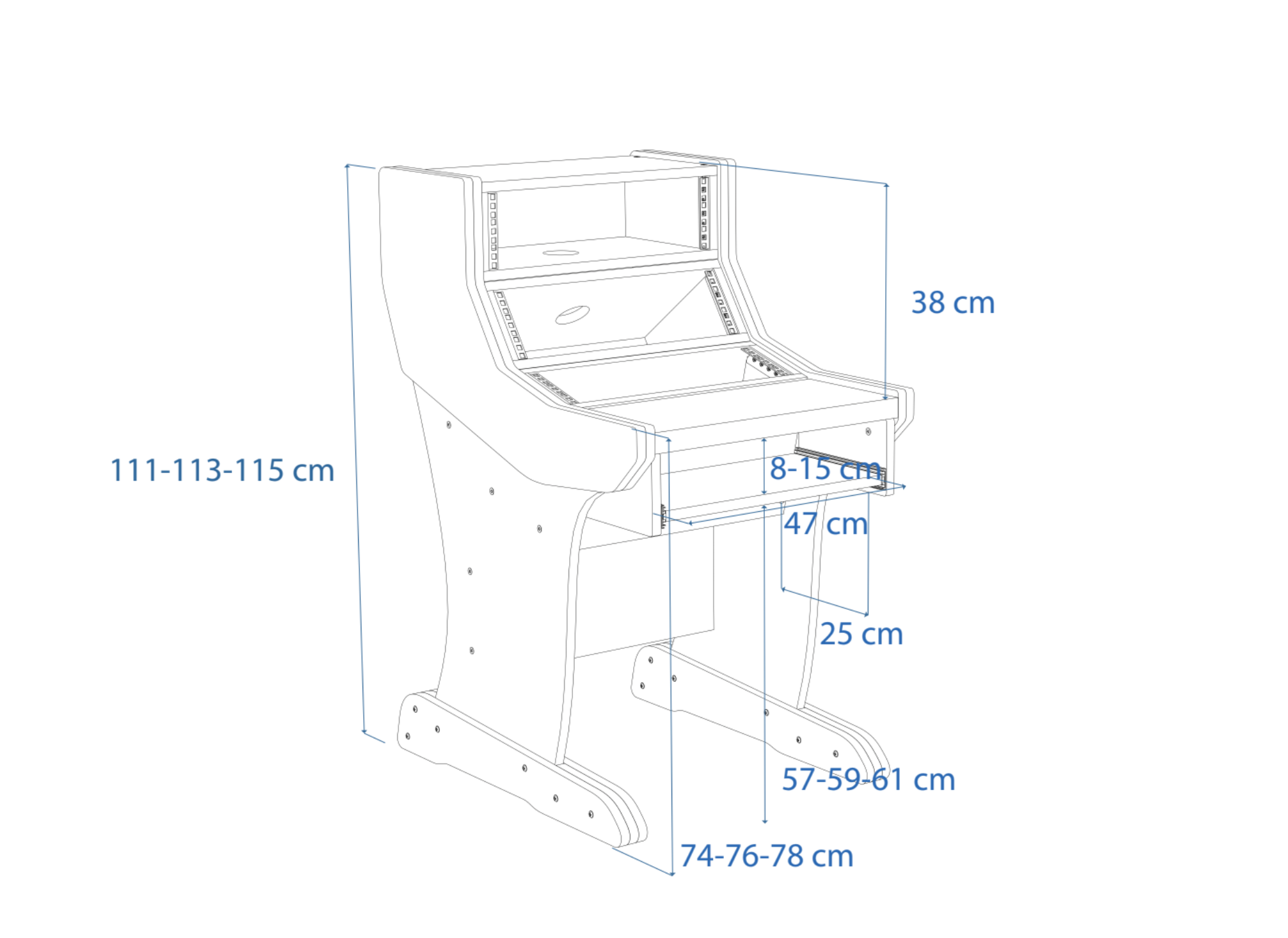 Modular Single drawing with measurements, perspective