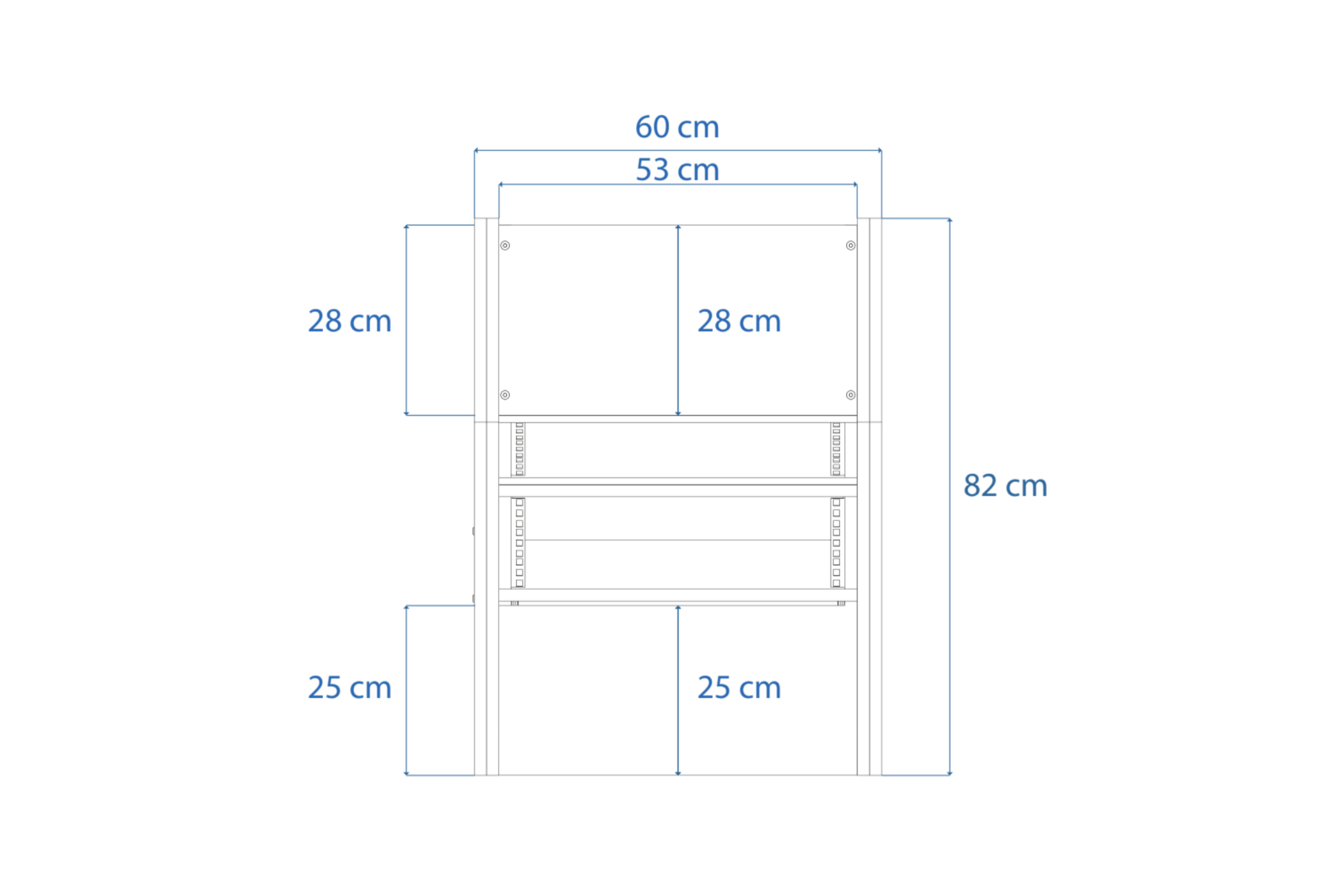 Modular Single drawing with measurements, from above